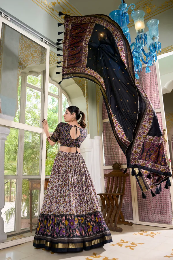 Black_Tusser_Silk_Lehenga_Choli_For_Women