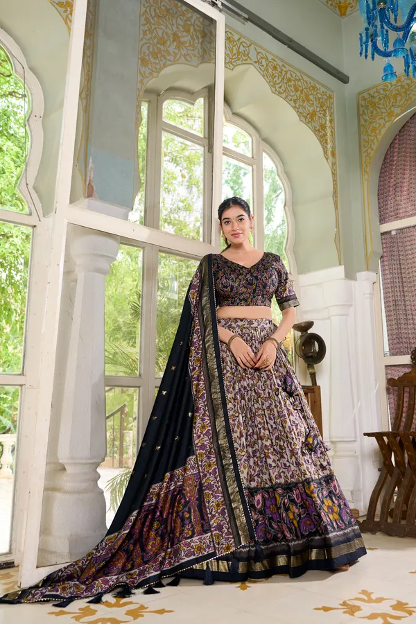 Black_Tusser_Silk_Lehenga_Choli_For_Women