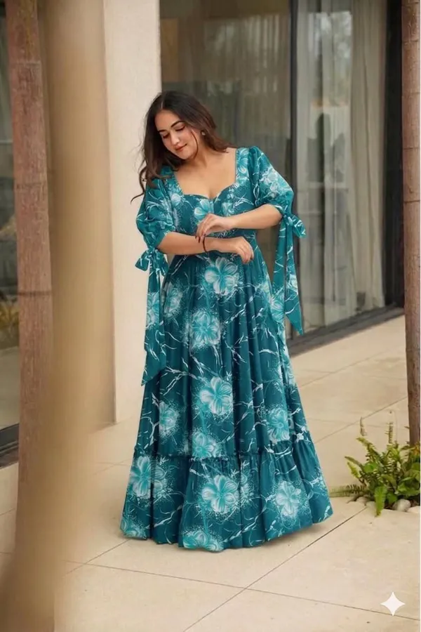 Floral_Print_Puff_Sleeve_Ruffled_Gown