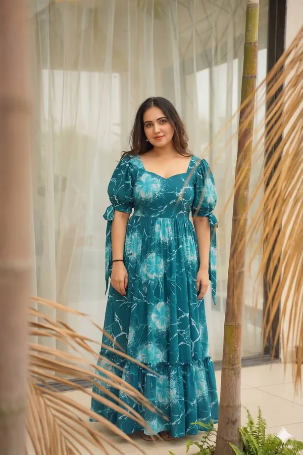 Floral_Print_Puff_Sleeve_Ruffled_Gown