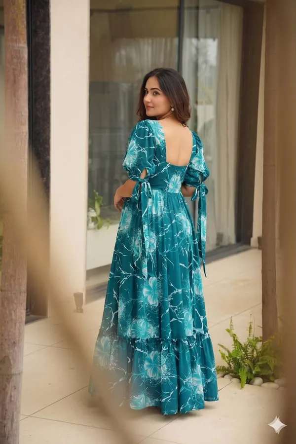 Floral_Print_Puff_Sleeve_Ruffled_Gown