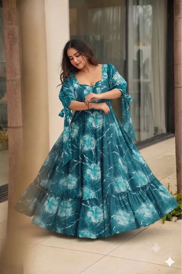 Floral_Print_Puff_Sleeve_Ruffled_Gown
