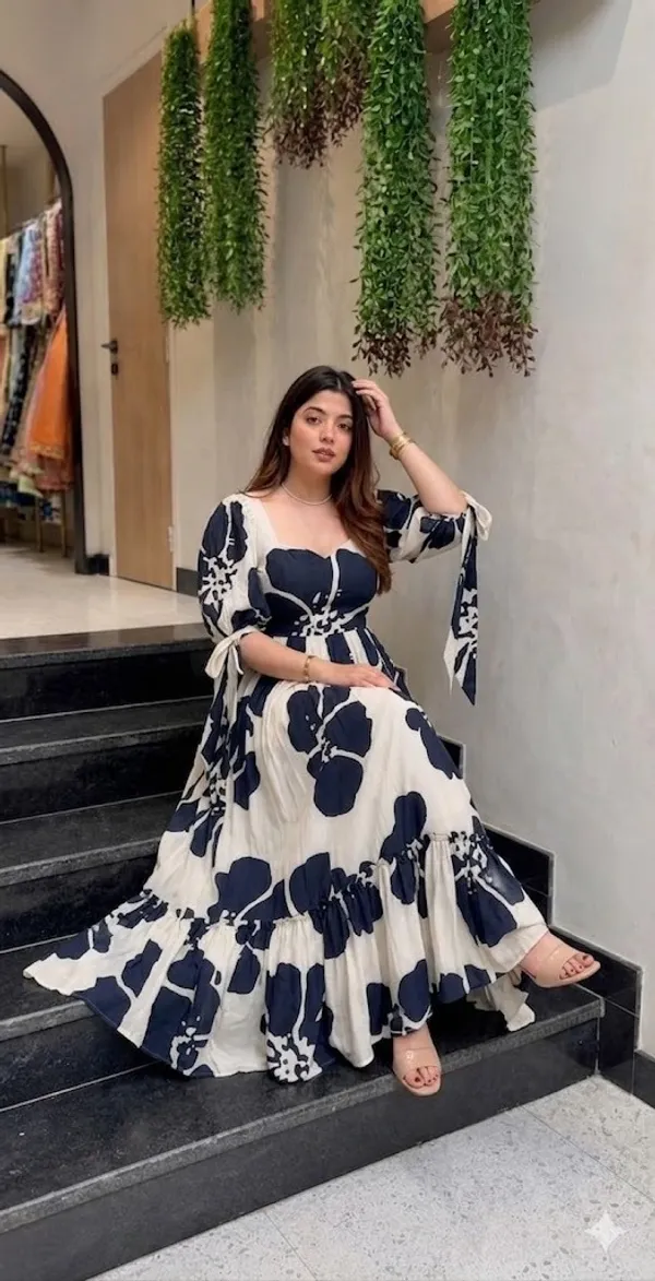 Floral_Print_Puff_Sleeve_Ruffled_Gown