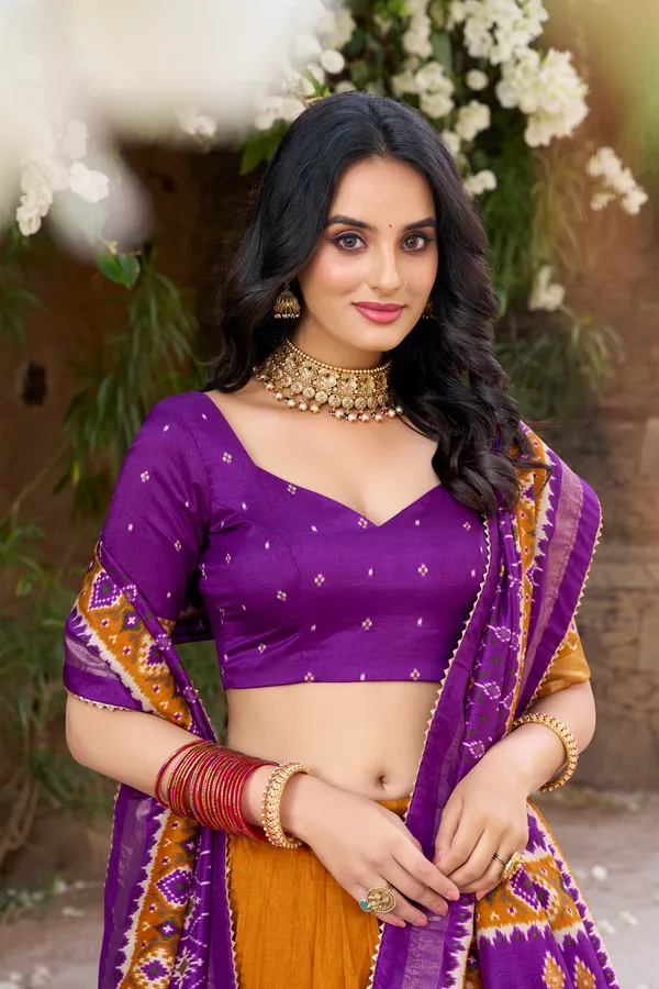 Mustard_Tusser_Silk_Lehenga_Choli_For_Women