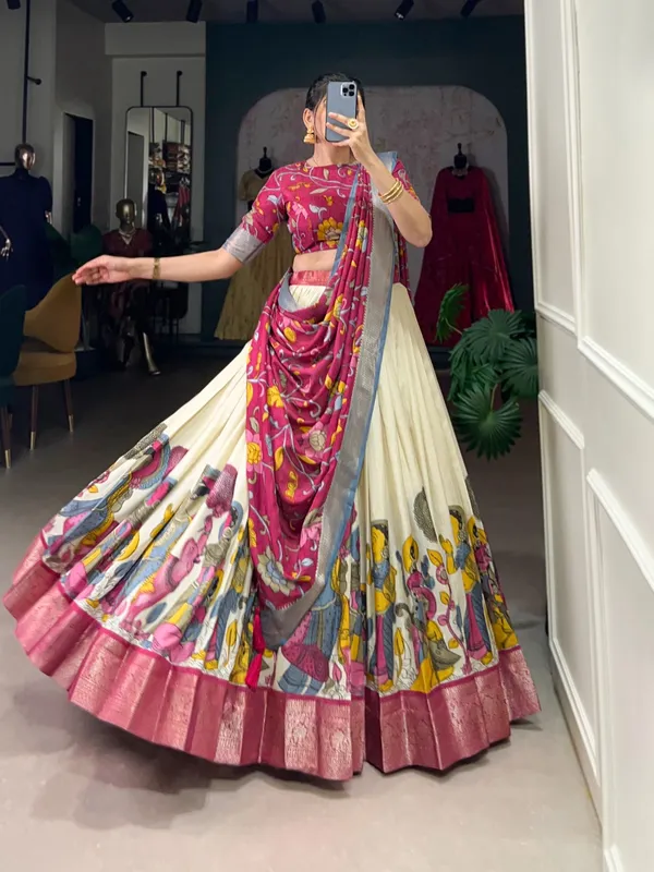 Pink_Tusser_Silk_Lehenga_Choli_For_Women