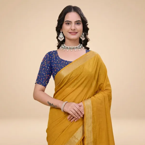 Navy_Blue_Linen_Cotton_Saree_For_Women