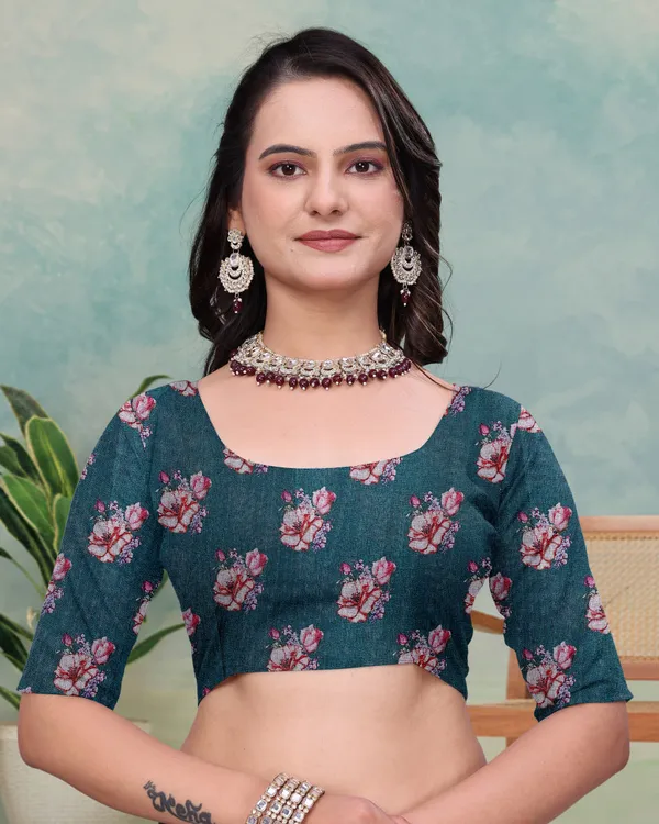 Teal_Cotton_Saree_For_Women