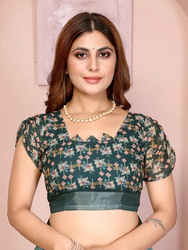 Teal_Lilen_Cotton_Saree_For_Women