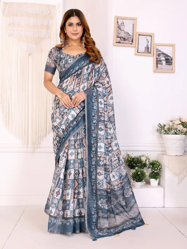 Multicolor_White_Chanderi_Saree_For_Women