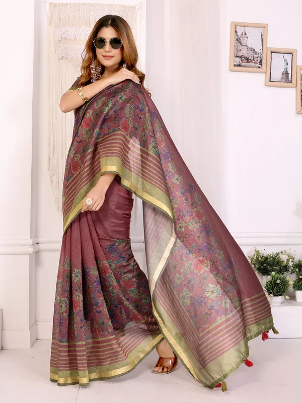 Maroon_Chanderi_Saree_For_Women