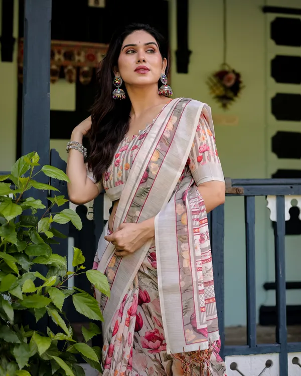 Multicolor_Lilen_Cotton_Saree_For_Women