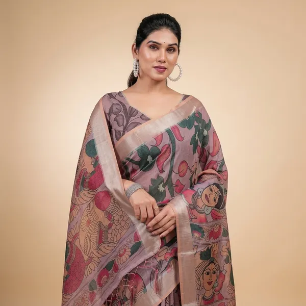 Multicolor_Lilen_Cotton_Saree_For_Women