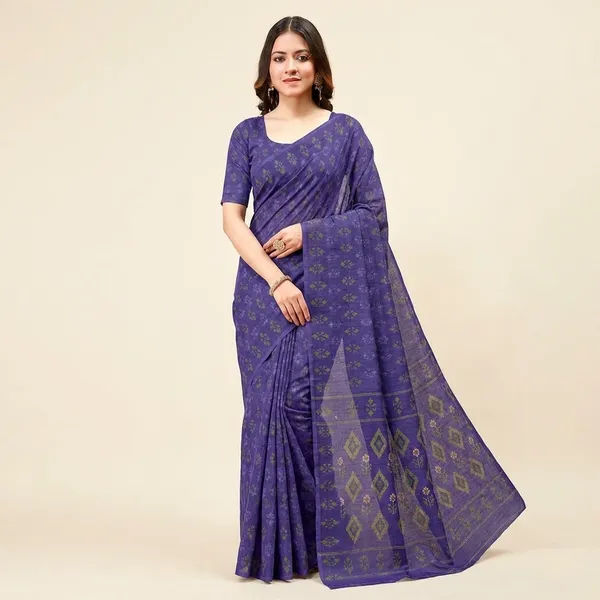 Purple_Linen_Cotton_Saree_For_Women