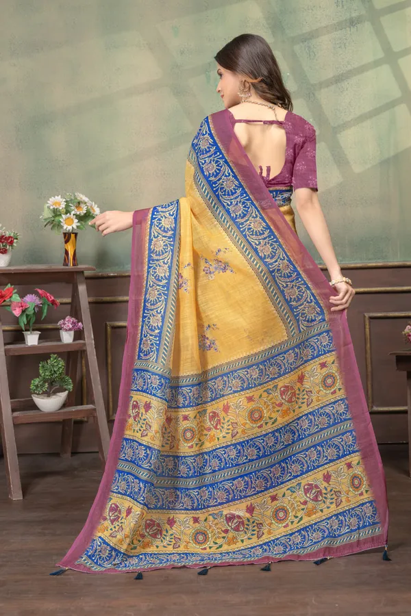 Mustard_Linen_Cotton_Saree_For_Women