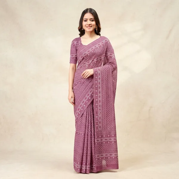 Purple_Linen_Cotton_Saree_For_Women
