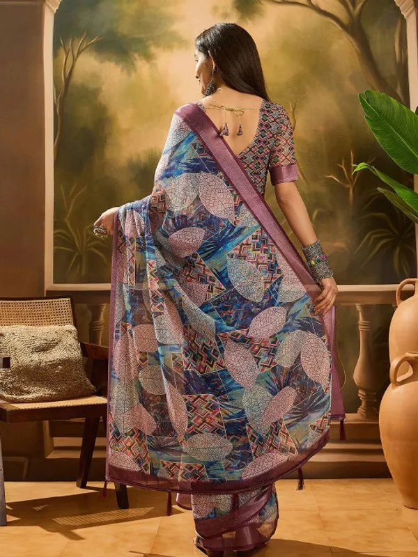 Purple_Lilen_Cotton_Saree_For_Women