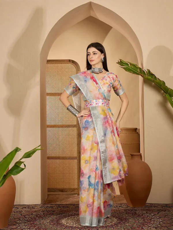 Multicolor_Lilen_Cotton_Saree_For_Women
