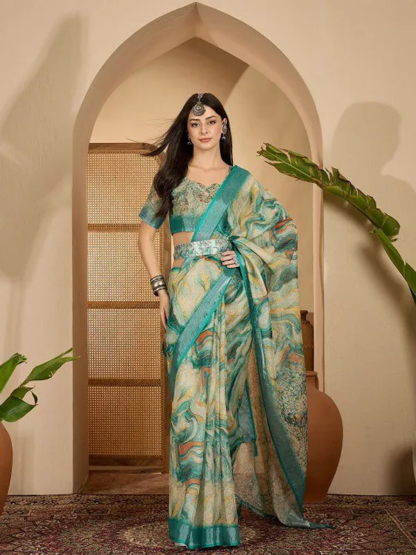 Multicolor_Lilen_Cotton_Saree_For_Women