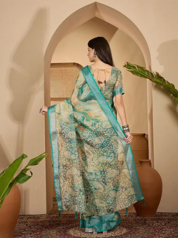 Multicolor_Lilen_Cotton_Saree_For_Women