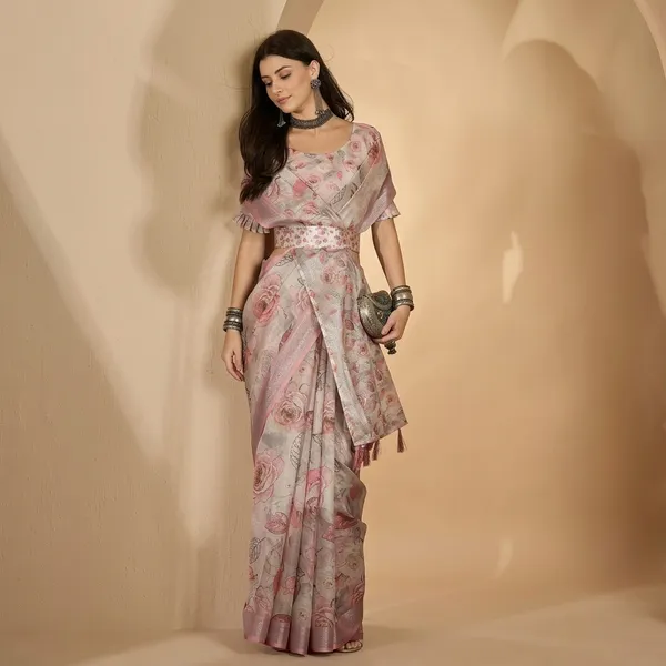 Peach_Lilen_Cotton_Saree_For_Women