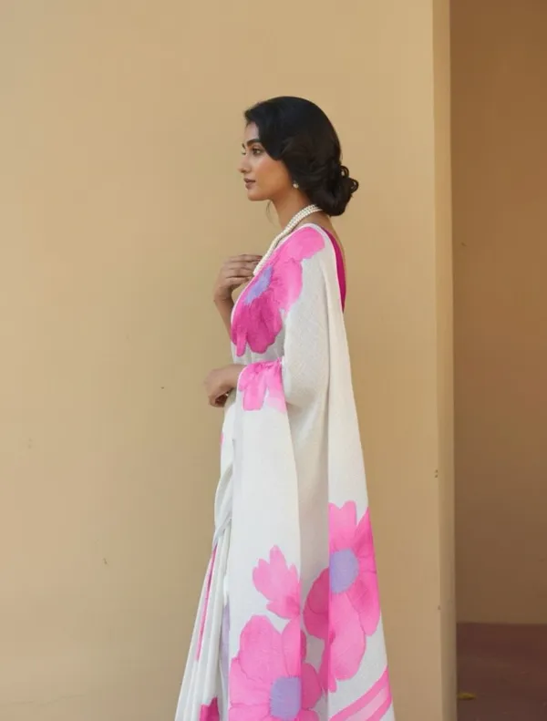 Printed_Linen_Cotton_Saree_With_Blouse_Piece
