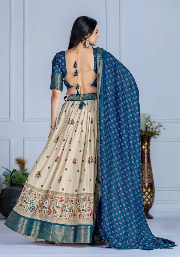 Navy_Blue_Tusser_Silk_Lehenga_Choli_For_Women