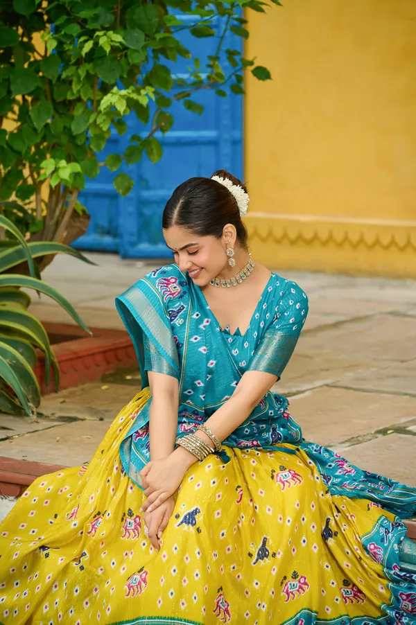 Yellow_Lichi_Fabric_Lehenga_Choli_For_Women
