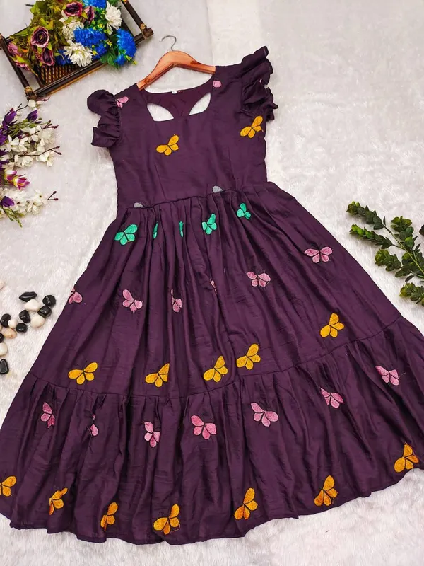 Elegance_Brown_Net_Work_Long_Gown