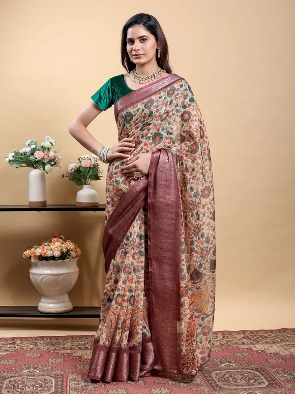 Elegance_Brown_Net_Work_Long_Gown