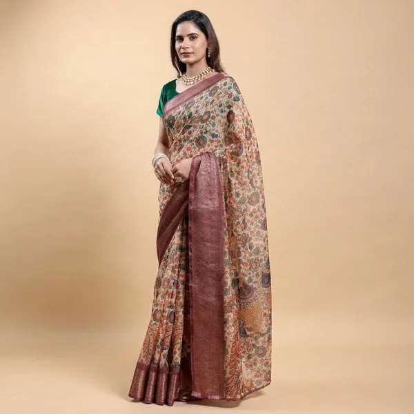 Elegance_Brown_Net_Work_Long_Gown