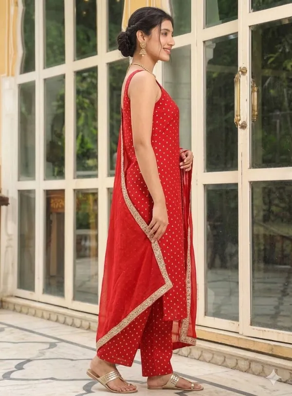 Red_Reyon_Kurta_Set_For_Women