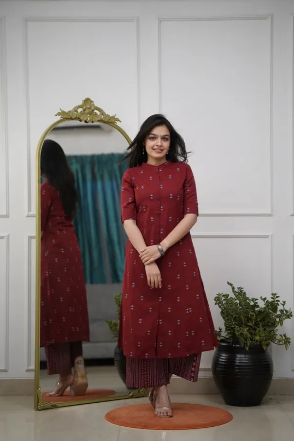 Red_Reyon_Kurta_And_Pant_For_Women