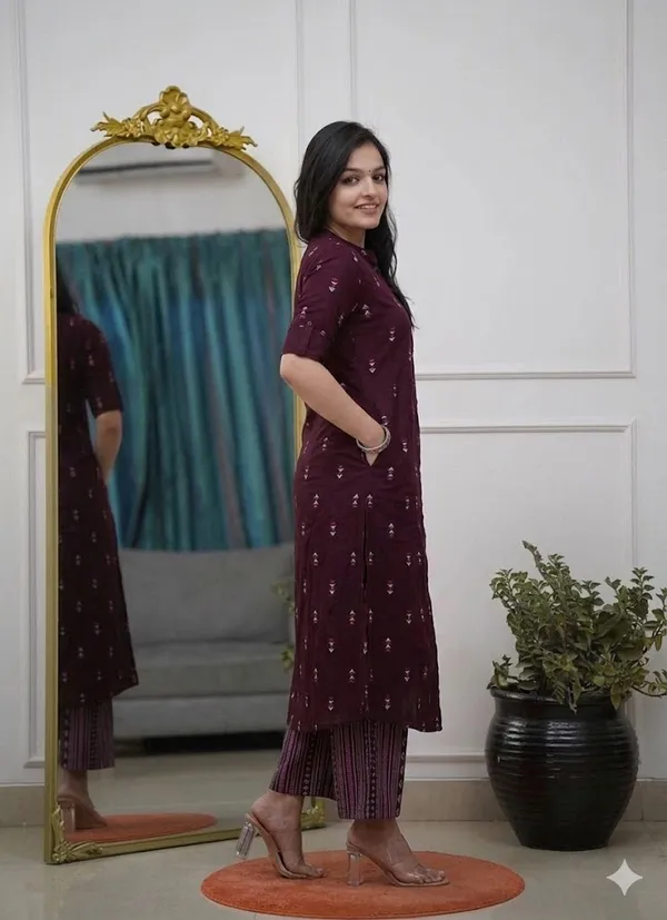 Purple_Reyon_Kurta_And_Pant_For_Women