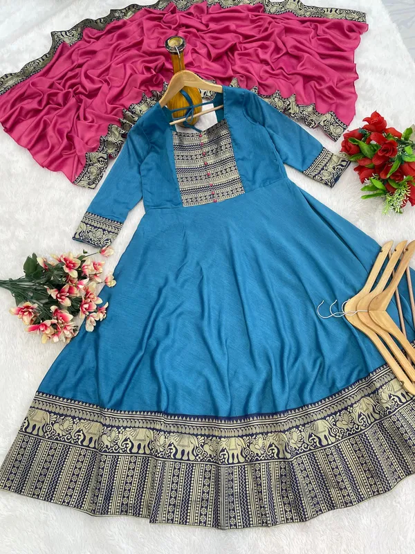 Woman_Angrakha_Style_Anarkali_Kurta_With_Dupatta