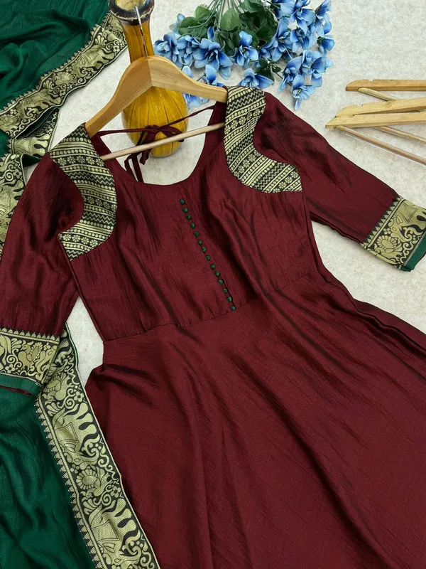 Woman_Angrakha_Style_Anarkali_Kurta_With_Dupatta