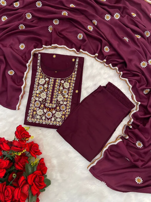 Purple_Heavy_Reyon_Kurta_Set_For_Women