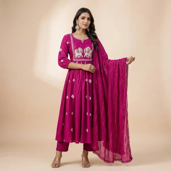 Pink_Reyon_Kurta_Set_For_Women