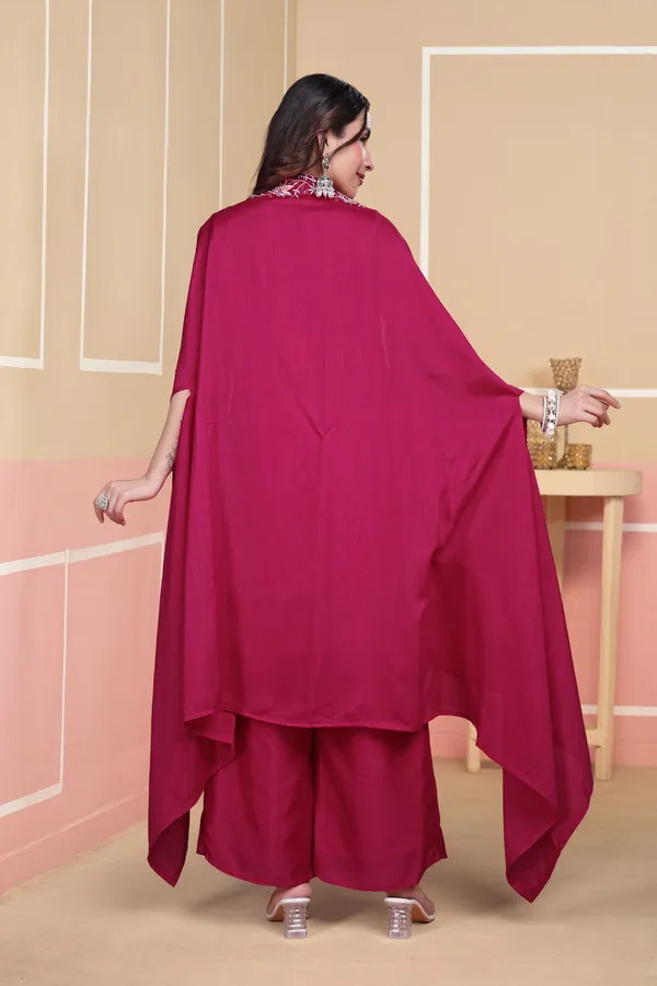 Pink_Vichitra_Silk_Kurta_Set_For_Women