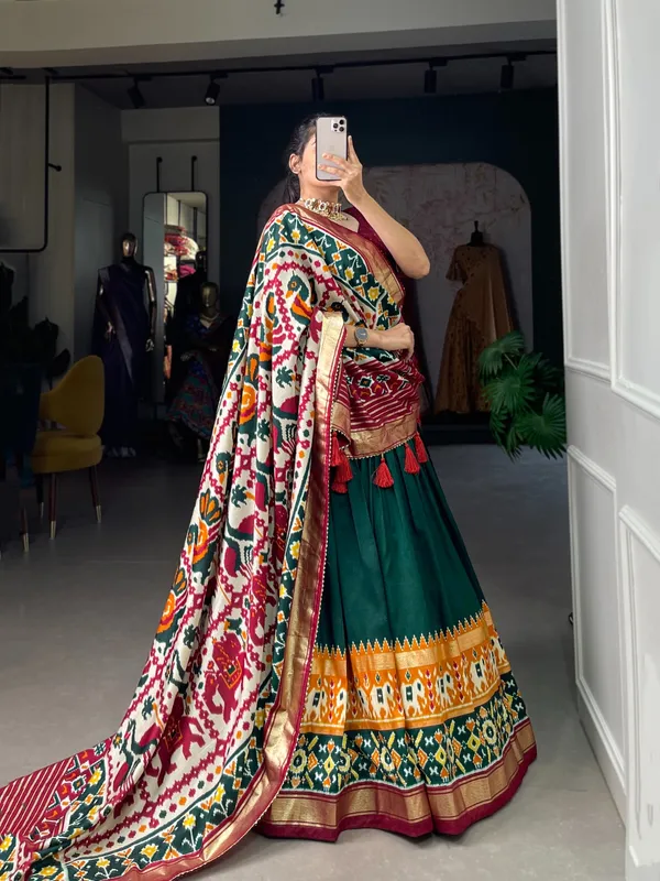 Green_Tusser_Silk_Lehenga_Choli_For_Women