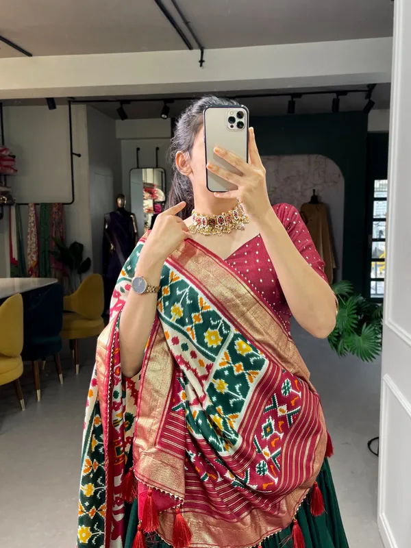 Green_Tusser_Silk_Lehenga_Choli_For_Women