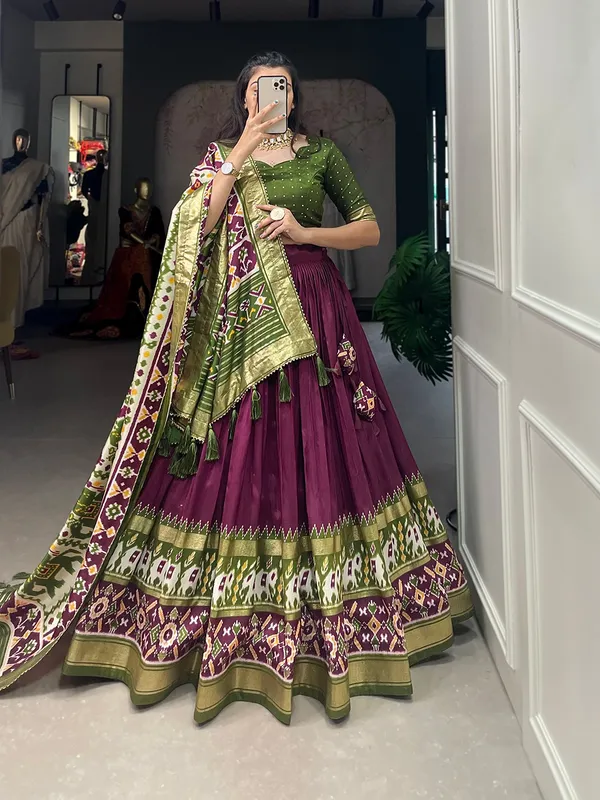 Purple_Tusser_Silk_Lehenga_Choli_For_Women