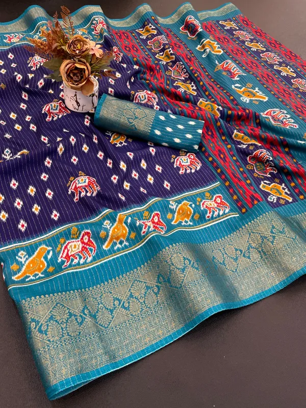 Navy_Blue_Dola_Silk_Saree_For_Women