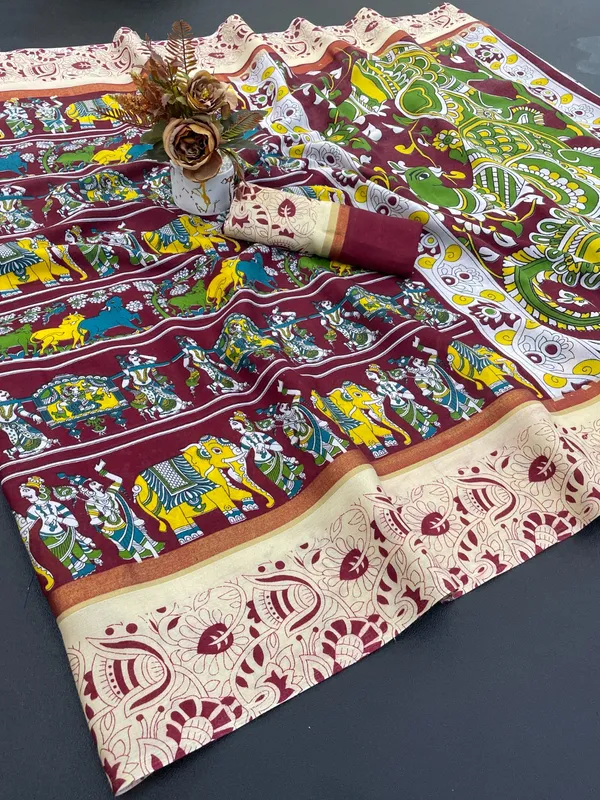 Maroon_Dola_Silk_Saree_For_Women