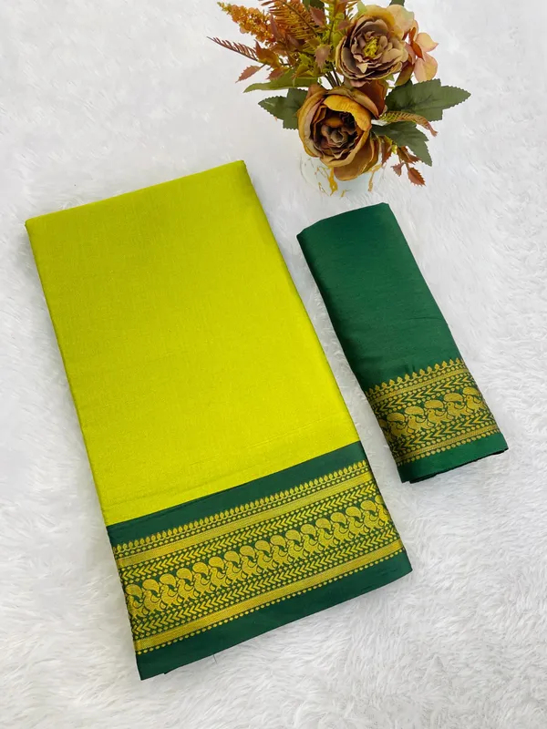 Lime_Green_Dola_Silk_Saree_For_Women