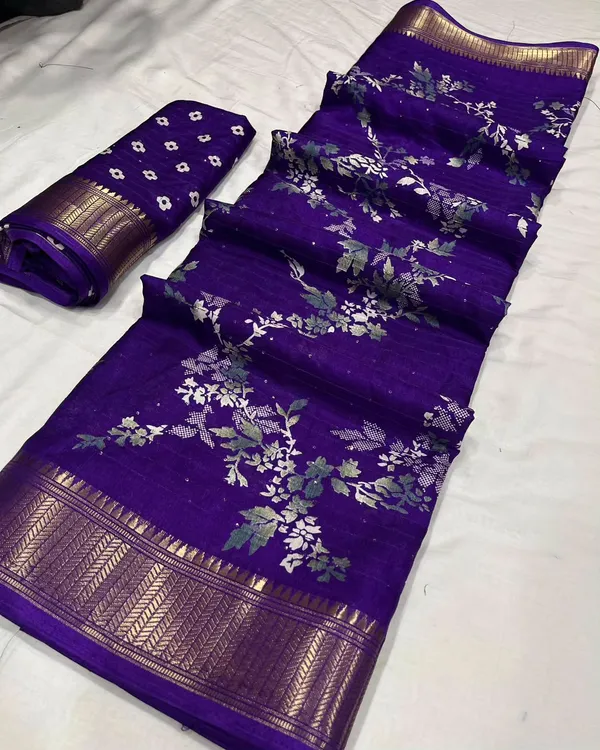 Navy_Blue_Dola_Silk_Saree_For_Women