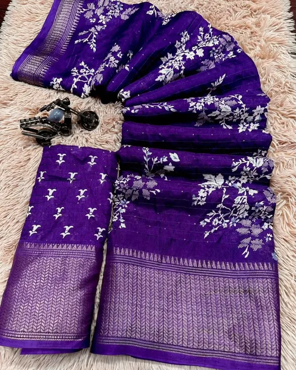Navy_Blue_Dola_Silk_Saree_For_Women