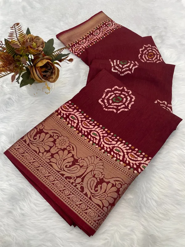 Maroon_Dola_Silk_Saree_For_Women