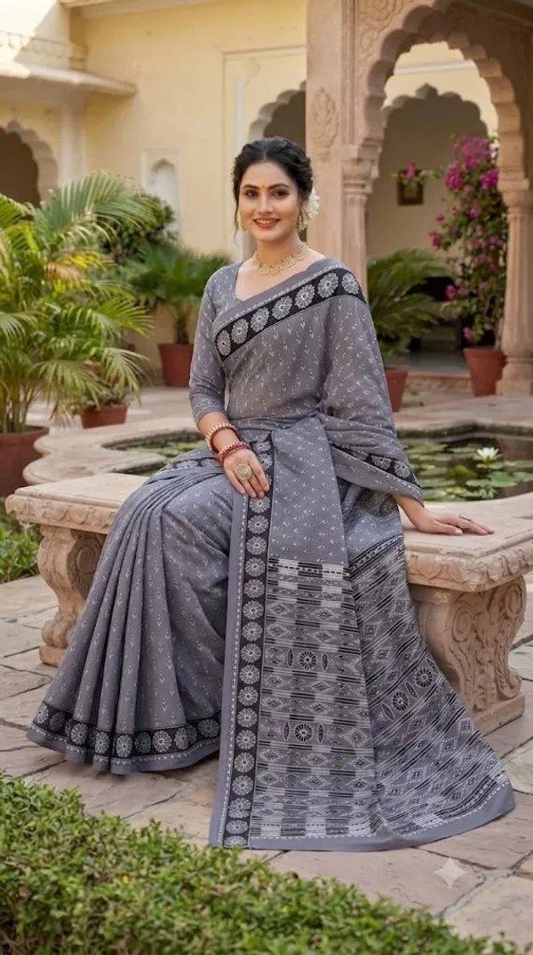 Floral_Print_Cotton_Blend_Saree