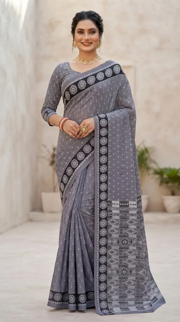 Floral_Print_Cotton_Blend_Saree