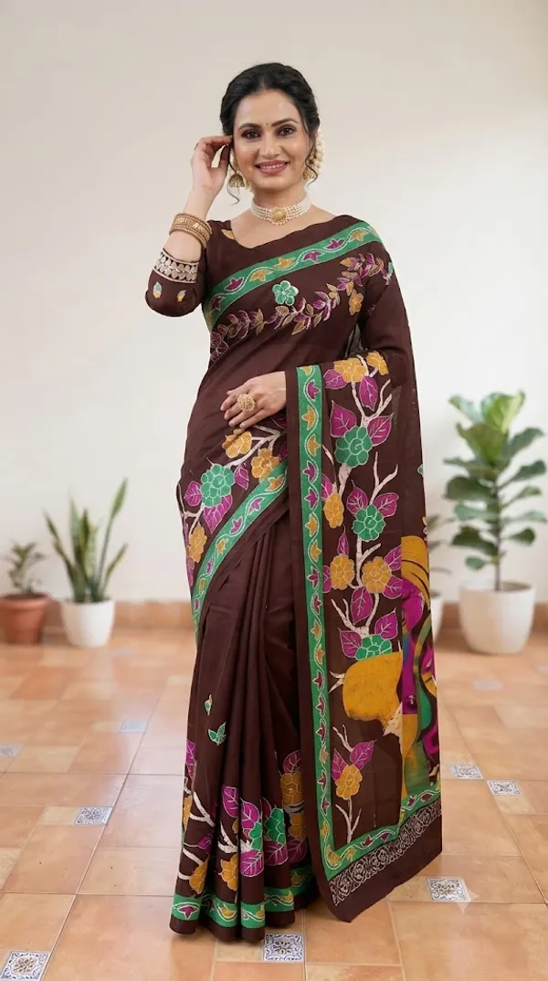 Floral_Print_Cotton_Blend_Saree